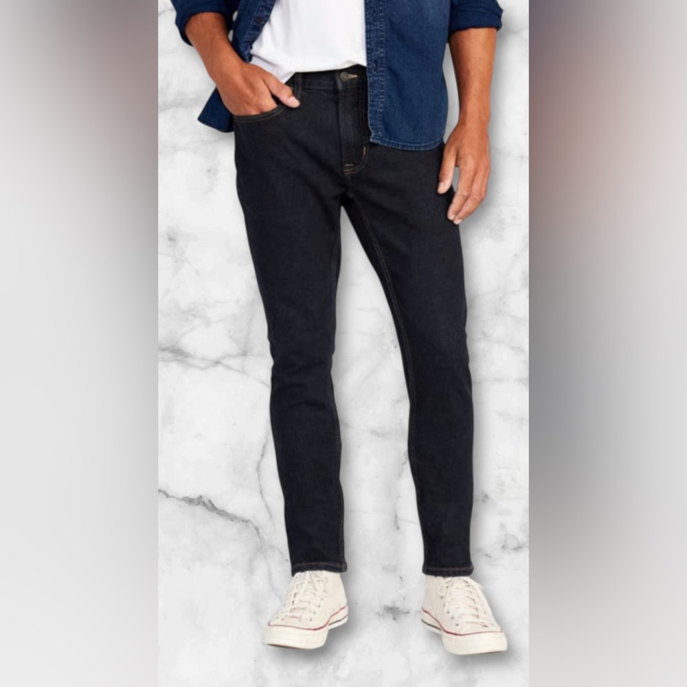 Old Navy Men’s Skinny Built in Tough Built in Flex Dark Wash Jeans Size 34/34